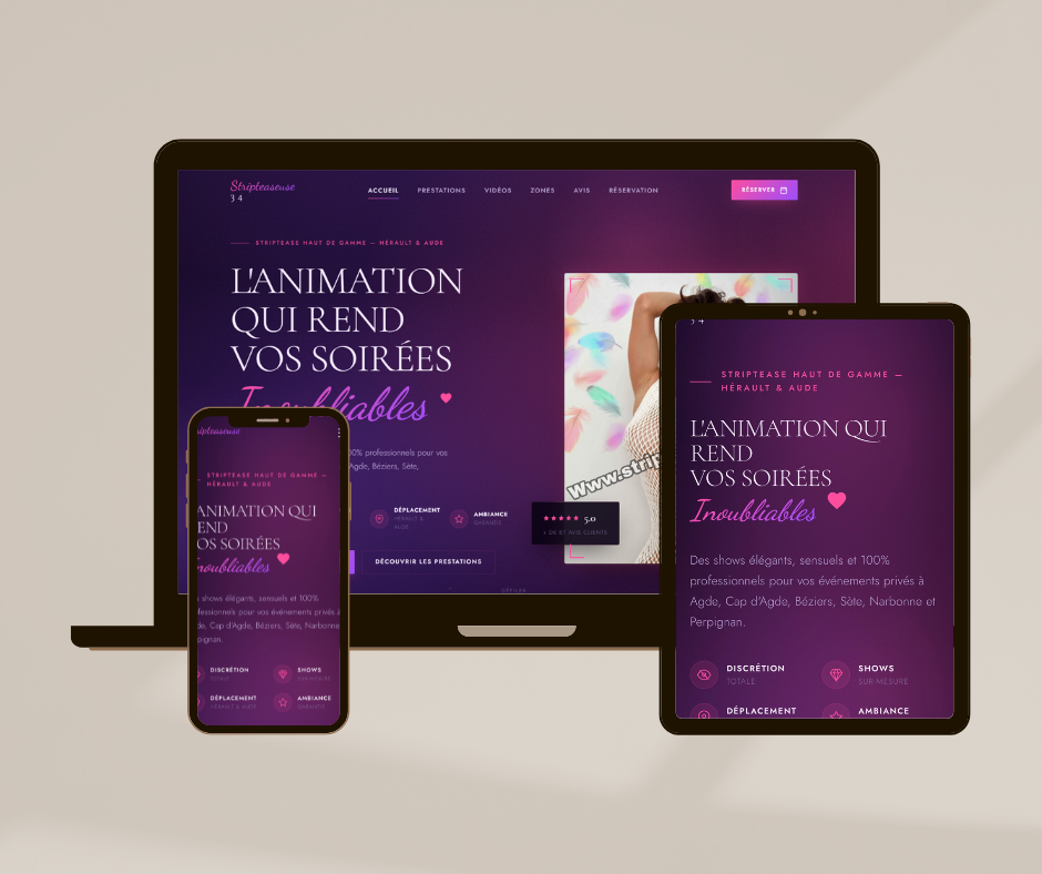 Site vitrine animation soirées événementielles