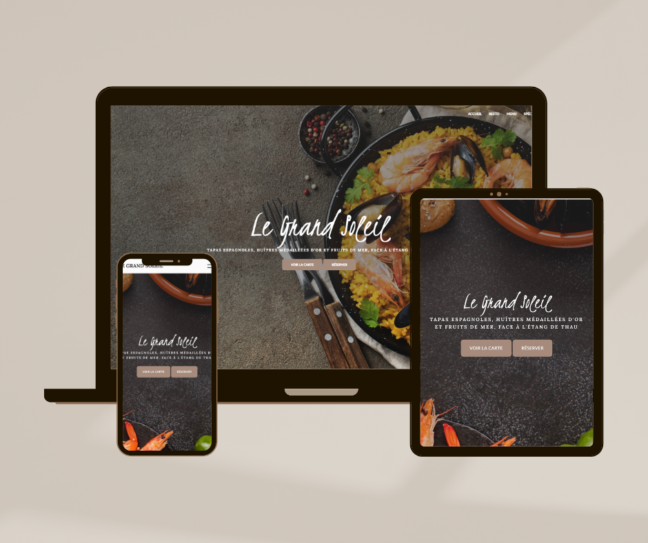 Site vitrine Le Grand Soleil restaurant Bouzigues
